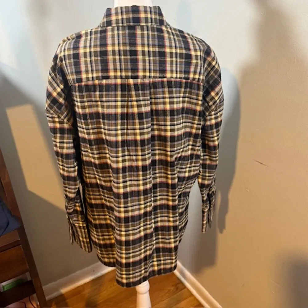 NWT Everlane The Boxy Flannel Shirt Small Multi Plaid Brown Cabincore - Picture 7 of 10